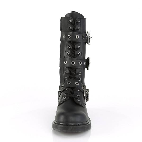 Demonia Bolt-330 Black Vegan Leather Stiefel Damen D240-973 Gothic Kampfstiefel Schwarz Deutschland SALE